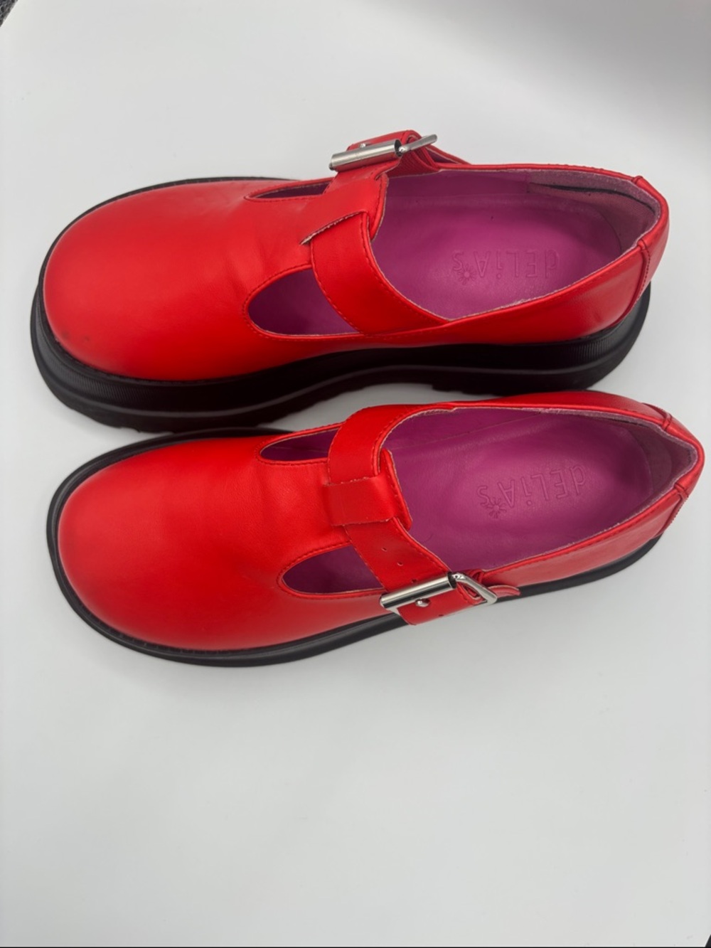 dELiA*s by Dolls Kill Red Platform Mary Jane with Black Lug Sole - Picture 2 of 16